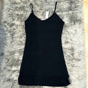 Black Crochet knit mini dress
